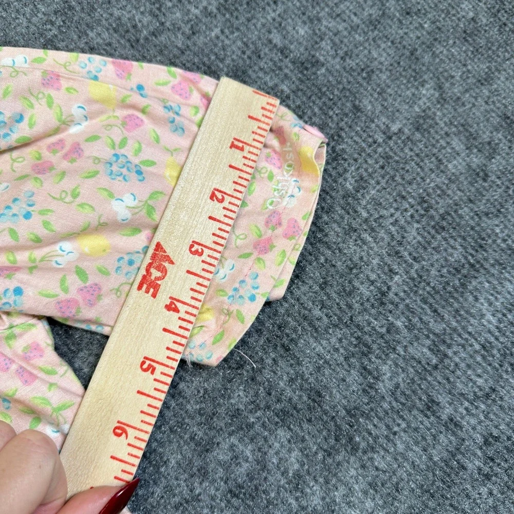 Vintage OshKosh Bgosh Girls Pink Floral Fruit Pintuck Cotton Dress Size 6X USA
